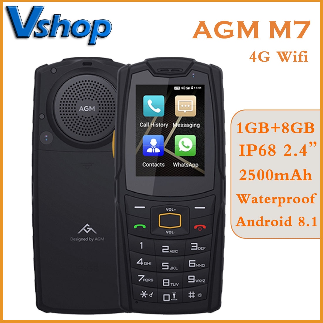 AGM M7 IP68 ߰ ȭ 1GB + 8GB  2.4 ȵ̵..